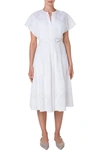 AKRIS PUNTO CIRCLE LOOP EMBROIDERY BELTED COTTON DRESS