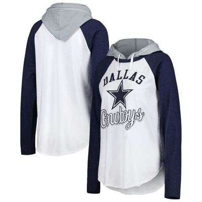 G-iii Sports By Carl Banks G-iii 4her By Carl Banks White Dallas Cowboys Mvp Raglan Hoodie Long Sleeve T-shirt