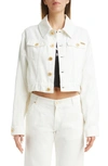 Balmain Cropped Denim Jacket With Decorative-buttons In White