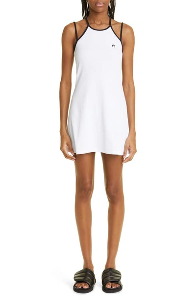 Marine Serre Ribbed Cotton Mini Dress In White