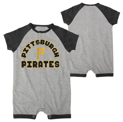Outerstuff Babies' Newborn & Infant Heather Gray Pittsburgh Pirates Extra Base Hit Raglan Full-snap Romper