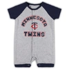 Outerstuff Newborn And Infant Boys And Girls Heather Gray Minnesota Twins Extra Base Hit Raglan Full-snap Rompe In Heather Gray