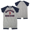 Outerstuff Newborn And Infant Boys And Girls Heather Gray Boston Red Sox Extra Base Hit Raglan Full-snap Romper In Heather Gray