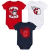 Outerstuff Newborn And Infant Boys And Girls Red, Navy, White Cleveland Guardians Minor League Player Three-pac In Red