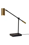 Adesso Lighting Collette Charging Desk Lamp In Black With Antique Brass