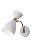 Adesso Lighting Oscar Wall Light In White W. Antique Brass Accents