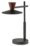 Adesso Lighting Elmore Led Desk Lamp In Black W. Walnut Wood