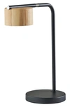 Adesso Lighting Roman Led Desk Lamp In Black / Natural Wood