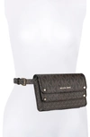 Michael Kors Logo Faux Leather Belt Bag In Brown/ Gold