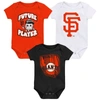 OUTERSTUFF NEWBORN & INFANT ORANGE/BLACK/WHITE SAN FRANCISCO GIANTS MINOR LEAGUE PLAYER THREE-PACK BODYSUIT SET