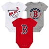 OUTERSTUFF NEWBORN & INFANT RED/WHITE/HEATHER GRAY BOSTON RED SOX BIGGEST LITTLE FAN 3-PACK BODYSUIT SET