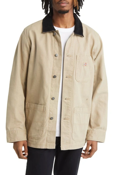 Dickies Duck Cotton Canvas Chore Coat In Desert Sand