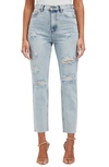 Bardot Cara Ripped High Waist Straight Leg Jeans In Indigo