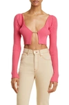 Jacquemus La Maille Pralu Cropped Cardigan In Pink