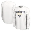 NIKE WHITE WEST VIRGINIA MOUNTAINEERS 2023 ON COURT BENCH LONG SLEEVE T-SHIRT