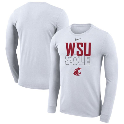 Nike White Washington State Cougars On Court Bench Long Sleeve T-shirt