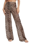 GOOD AMERICAN ANIMAL PRINT MESH WIDE LEG PANT