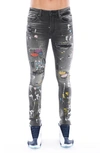 CULT OF INDIVIDUALITY PUNK RIPPED STRETCH SUPER SKINNY JEANS