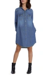 Wash Lab Denim Amanda Long Sleeve Denim Shirtdress In Taylor Blue