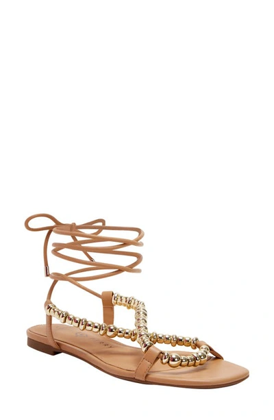 Shop Katy Perry The Halie Bead Ankle Tie Sandal In Biscotti Gold
