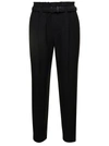 Brunello Cucinelli Black Cropped Pull-up Pants With Belt In Rayon Blend Woman In Black