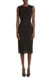 Dolce & Gabbana Sleeveless Semisheer Lace Midi Dress In Black