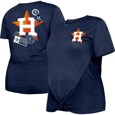 New Era Navy Houston Astros Plus Size Two-hit Front Knot T-shirt