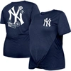New Era Navy New York Yankees Plus Size Two-hit Front Knot T-shirt In Navy