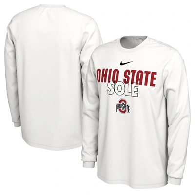 Nike White Ohio State Buckeyes 2023 On Court Bench Long Sleeve T-shirt