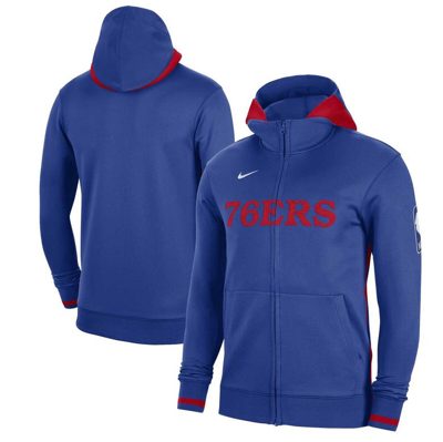 Nike Royal Philadelphia 76ers Authentic Showtime Performance Full-zip Hoodie