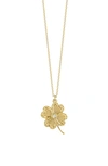 EMBER FINE JEWELRY 14K YELLOW GOLD DIAMOND FOUR LEAF CLOVER NECKLACE