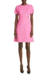 Dolce & Gabbana Raschel Tweed Calf-length Dress With Logo In Bright Pink