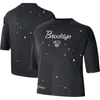 Nike Black Brooklyn Nets Courtside Splatter Cropped T-shirt In Black