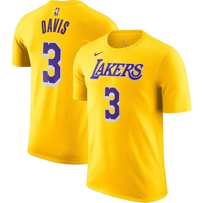 Nike Men's Anthony Davis Yellow Los Angeles Lakers 2019,2020 Name & Number Performance T-shirt