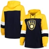PROFILE NAVY MILWAUKEE BREWERS PLUS SIZE COLORBLOCK PULLOVER HOODIE