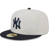 New Era Men's White New York Yankees Cooperstown Collection Chrome 59fifty Fitted Hat In Gray