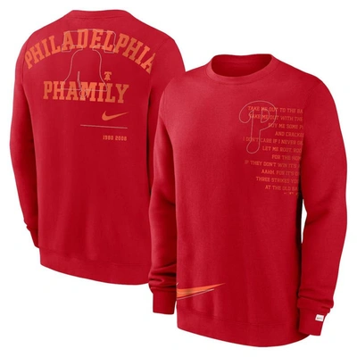 Nike Red Philadelphia Phillies Statement Ball Game Fleece Pullover Sweatshirt