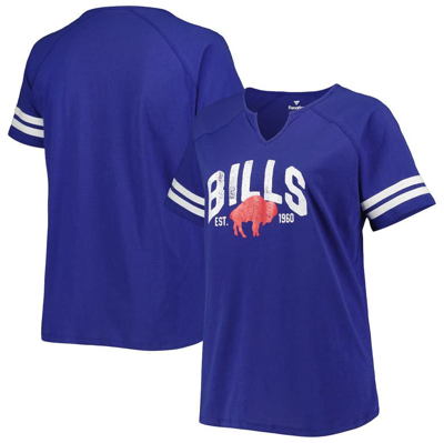 Fanatics Branded Royal Buffalo Bills Plus Size Throwback Notch Neck Raglan T-shirt