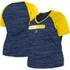 NEW ERA NEW ERA NAVY MILWAUKEE BREWERS PLUS SIZE SPACE DYE RAGLAN V-NECK T-SHIRT