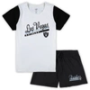 CONCEPTS SPORT CONCEPTS SPORT WHITE/BLACK LAS VEGAS RAIDERS PLUS SIZE DOWNFIELD T-SHIRT & SHORTS SLEEP SET