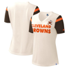 STARTER STARTER CREAM CLEVELAND BROWNS KICK START V-NECK T-SHIRT