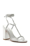 Schutz Amunet Block Metallic Leather Sandal In Prata