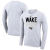 NIKE WHITE WAKE FOREST DEMON DEACONS 2023 ON COURT BENCH LONG SLEEVE T-SHIRT