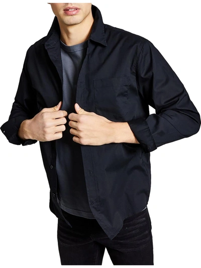 And Now This Poplin Mens Solid Casual Button-down Shirt In Black