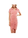 Planet Gold Juniors Womens Knit Ruched Bodycon Dress In Pink