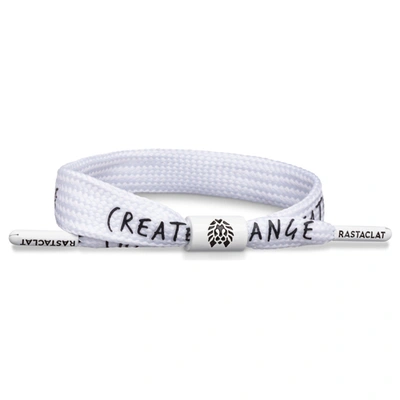 Rastaclat Original Hand Assembled White Create Change Adjustable Single Lace Bracelet In Silver