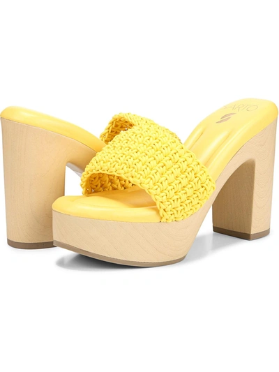 Franco Sarto Wendy Womens Woven Slip On Heels In Yellow