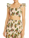 SIGNIFICANT OTHER LILY WOMENS FLORAL SMOCKED CROP TOP