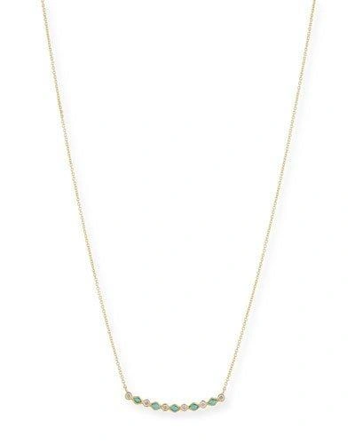 Sydney Evan Turquoise & Diamond Bezel Bar Necklace In Gold