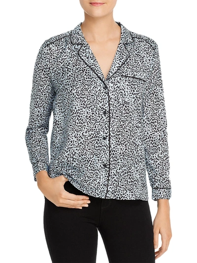 Cupcakes And Cashmere Womens Satin Leopard Blouse In Grey